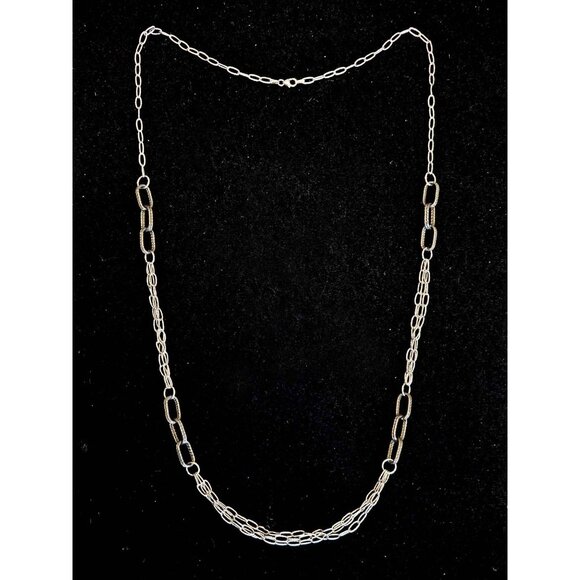 Itaor Designer Oval Station Link Chain Necklace 14k White Gold 32" - Picture 1 of 5